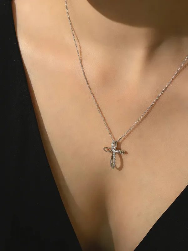Pure_925_Silver_Infinity_Cross_Pendant_For_Women_Gold