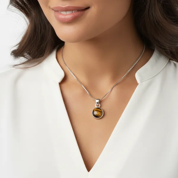 Pure_925_Silver_Tiger_Eye_Pendant_For_Men_Women