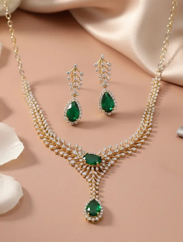 Pure_925_Silver_Wedding_Necklace_Set_For_Women