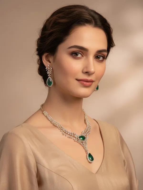 Pure_925_Silver_Wedding_Necklace_Set_For_Women