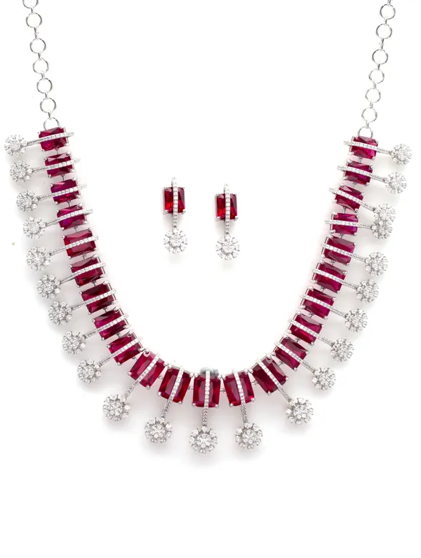 Pure_925_Silver_Red_Beauty_Necklace_Set_For_Women