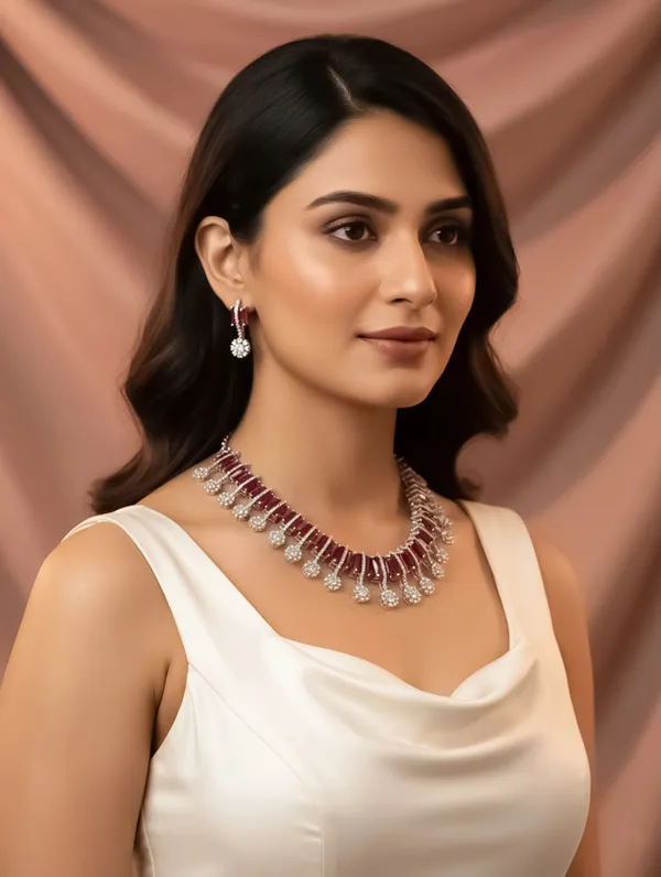 Pure_925_Silver_Red_Beauty_Necklace_Set_For_Women