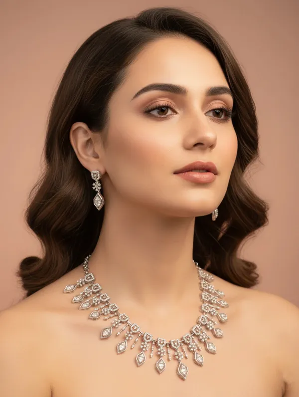 Pure_925_Silver_Bridal_Necklace_Set_For_Women