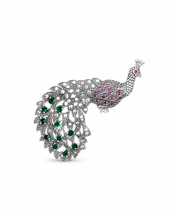 Pure_925_Silver_Majestic_Peacock_Brooch