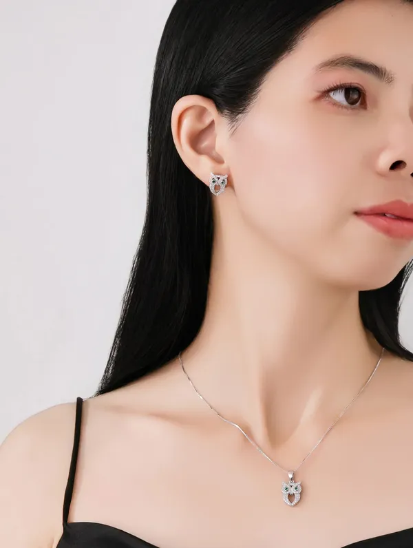 Pure_925_Silver_Owl_Pendant_Set_For_Women