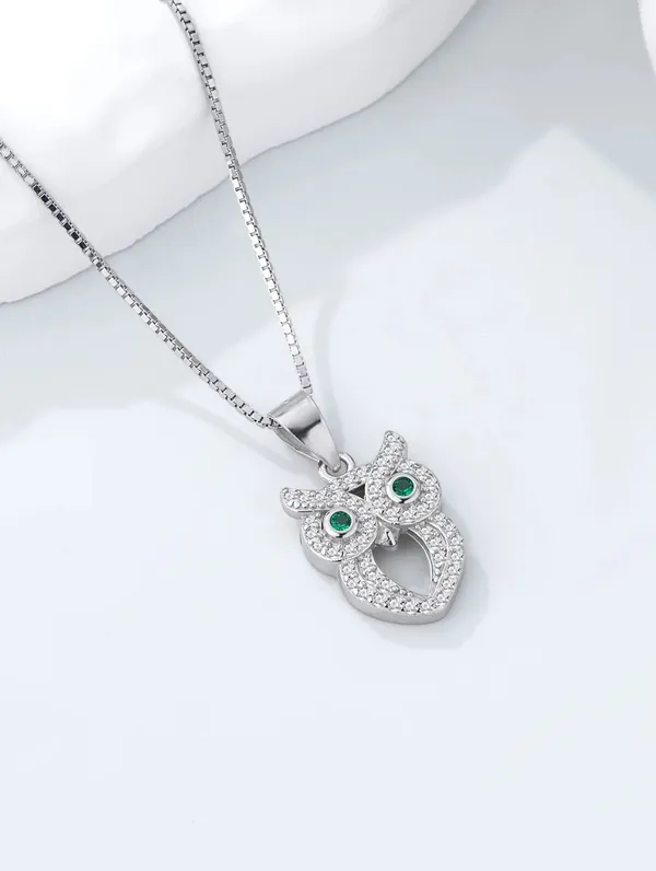 Pure_925_Silver_Owl_Pendant_Set_For_Women