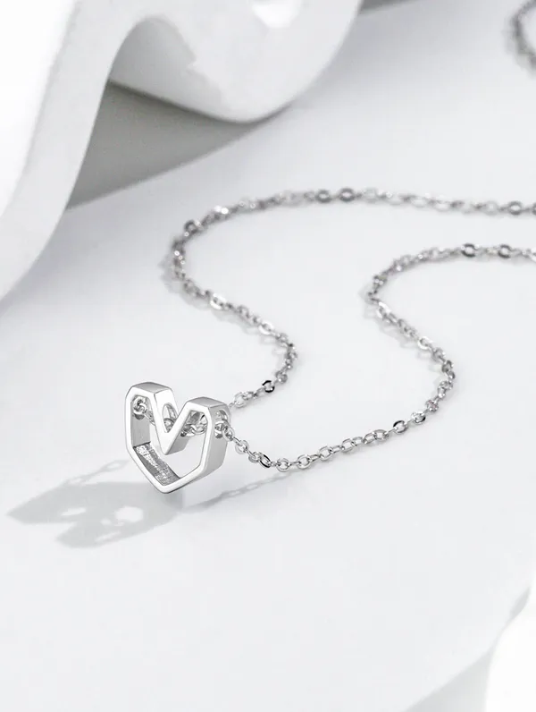 Pure_925_Silver_Geometrical_Heart_Pendant_For_Women