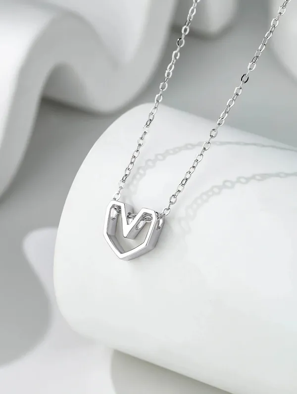 Pure_925_Silver_Geometrical_Heart_Pendant_For_Women