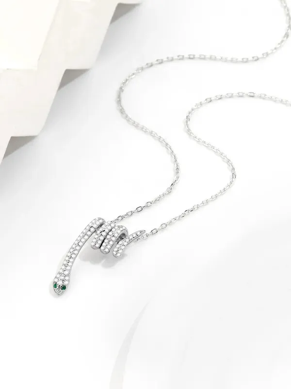 Pure_925_Silver_Snake_Pendant_For_Women