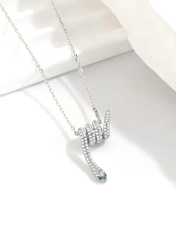Pure_925_Silver_Snake_Pendant_For_Women