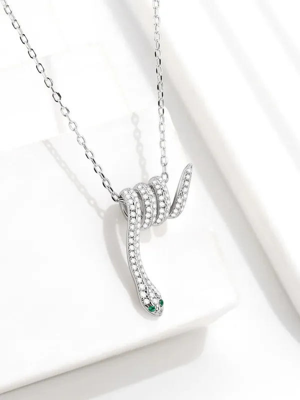 Pure_925_Silver_Snake_Pendant_For_Women