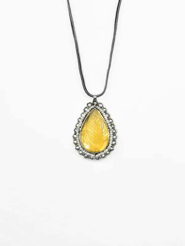 Pure_925_Silver_Yellow_Necklace_Set_For_Women