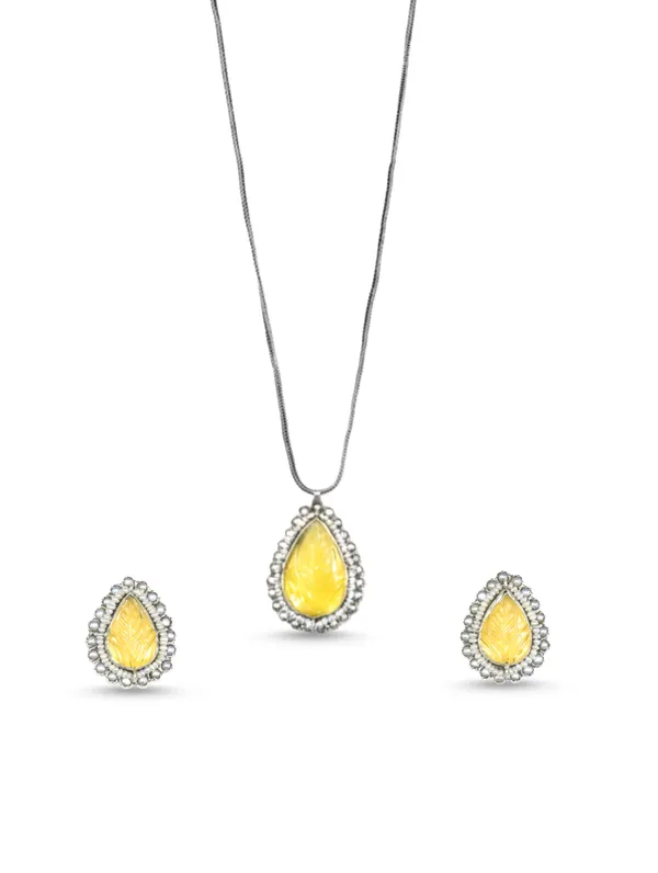 Pure_925_Silver_Yellow_Necklace_Set_For_Women