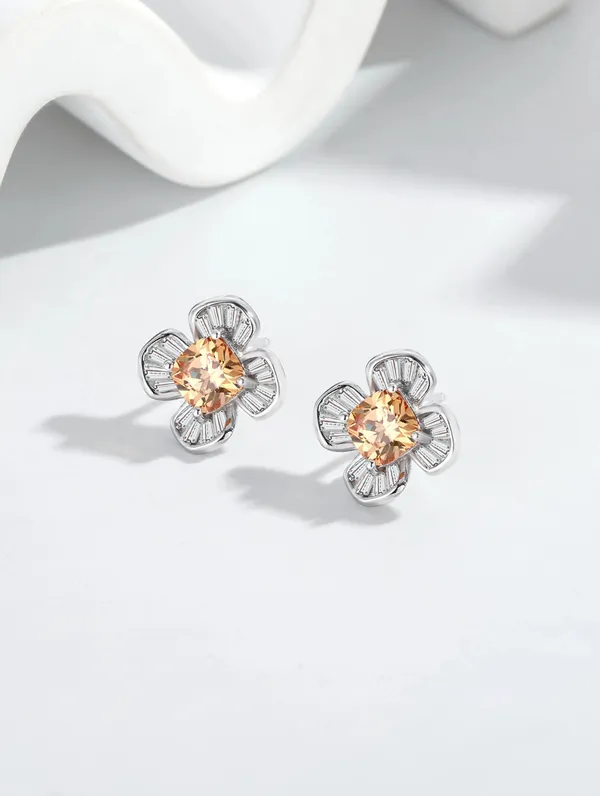 Pure_925_Silver_Gold_Flower_Pendant_Set_For_Women