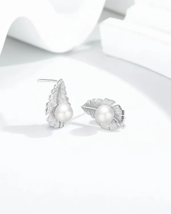 Pure_925_Silver_Pearl_Leaf_Whisper_Stud_Earrings_For_Women