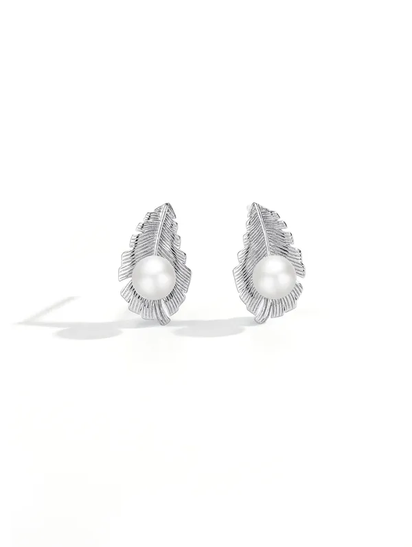 Pure_925_Silver_Pearl_Leaf_Whisper_Stud_Earrings_For_Women