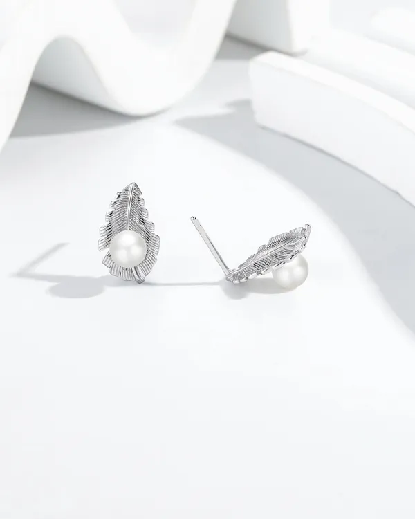 Pure_925_Silver_Pearl_Leaf_Whisper_Stud_Earrings_For_Women