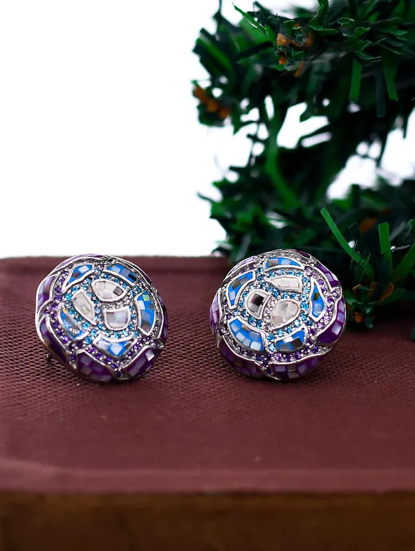 Pure_925_Silver_Enamal_Earrings_For_Women