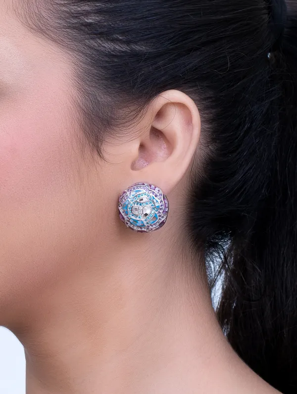 Pure_925_Silver_Enamal_Earrings_For_Women