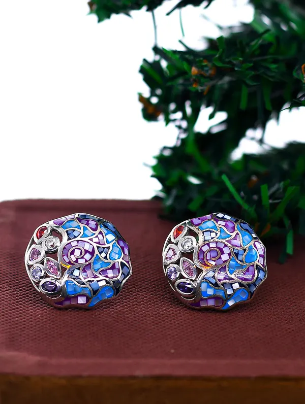 Pure_925_Silver_Enamal_Earrings_For_Women
