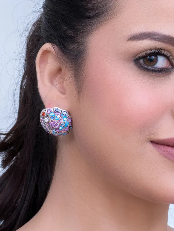 Pure_925_Silver_Enamal_Earrings_For_Women