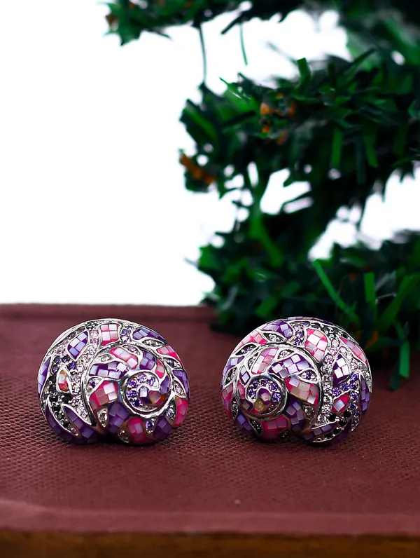 Pure_925_Silver_Shell_Enamal_Earrings_For_Women