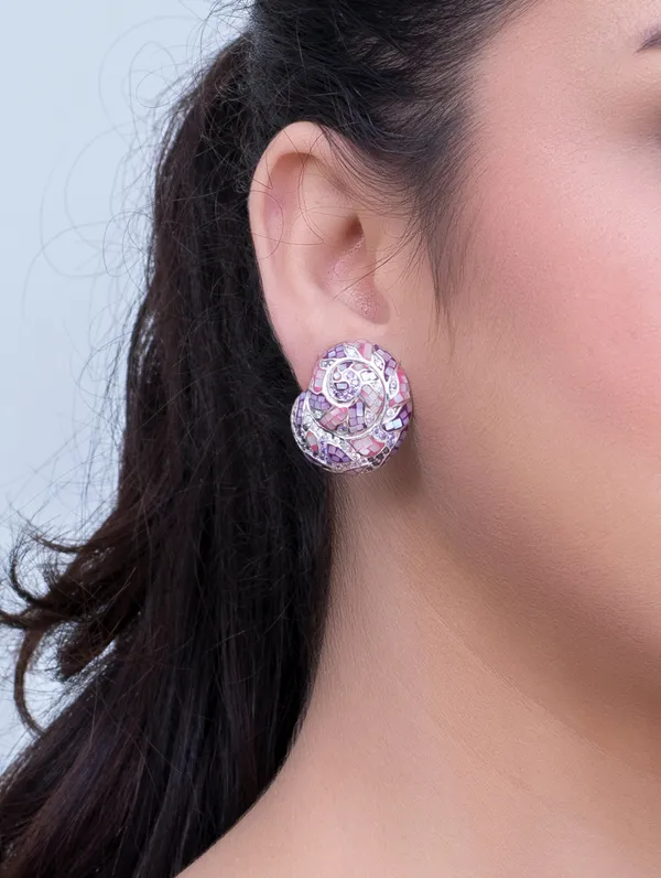 Pure_925_Silver_Shell_Enamal_Earrings_For_Women