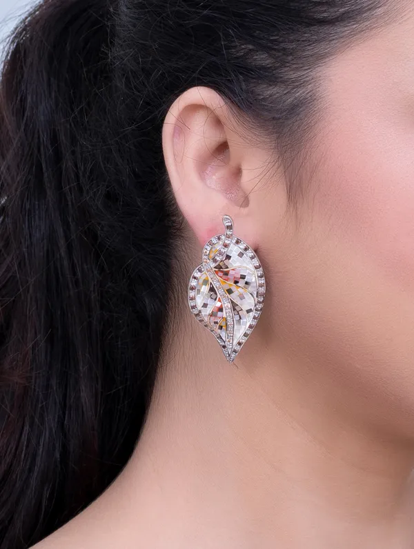 Pure_925_Silver_Leaf_Enamal_Earrings_For_Women