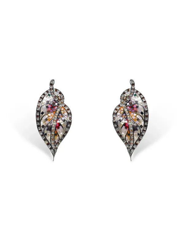 Pure_925_Silver_Leaf_Enamal_Earrings_For_Women