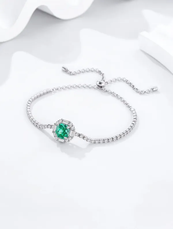 Pure_925_Silver_Majestic_Green_Sparkle_Bracelet_For_Women