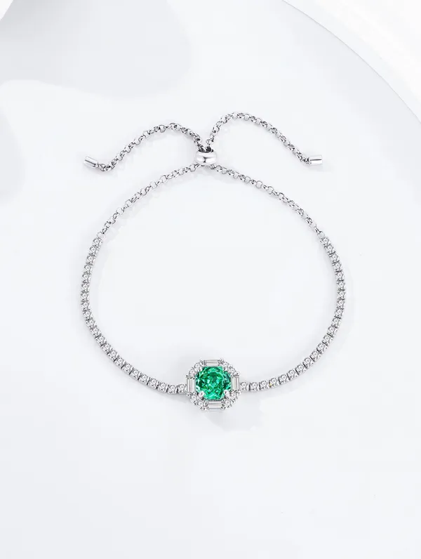 Pure_925_Silver_Majestic_Green_Sparkle_Bracelet_For_Women