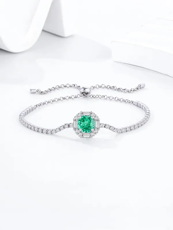 Pure_925_Silver_Majestic_Green_Sparkle_Bracelet_For_Women