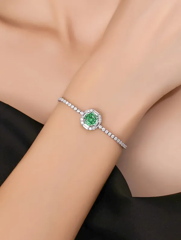 Pure_925_Silver_Majestic_Green_Sparkle_Bracelet_For_Women
