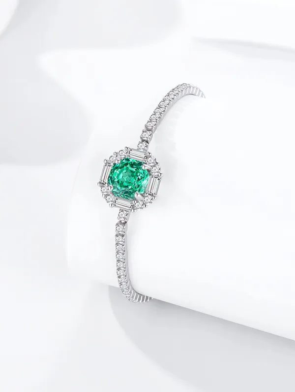 Pure_925_Silver_Majestic_Green_Sparkle_Bracelet_For_Women