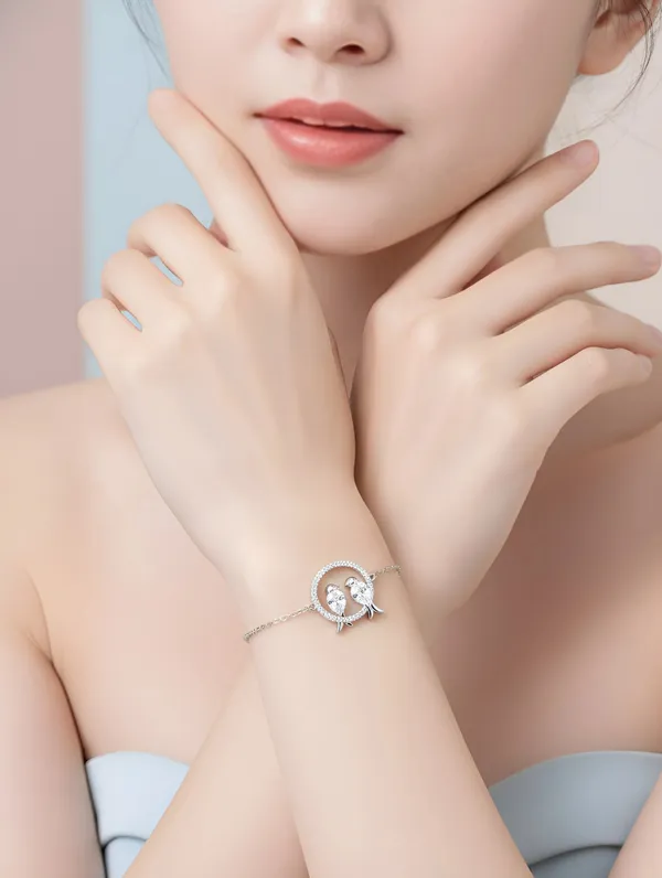 Pure_925_Silver_Lovebirds_Bracelet_For_Women