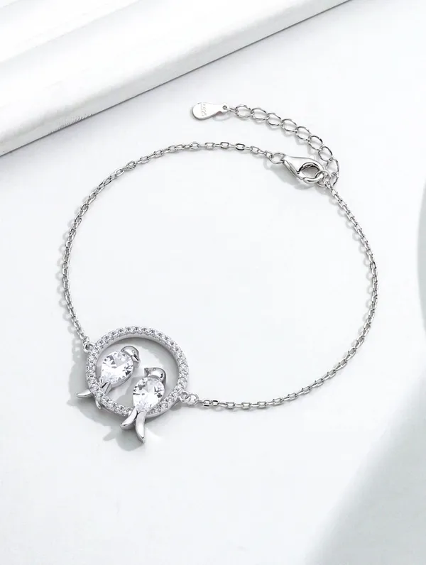 Pure_925_Silver_Lovebirds_Bracelet_For_Women