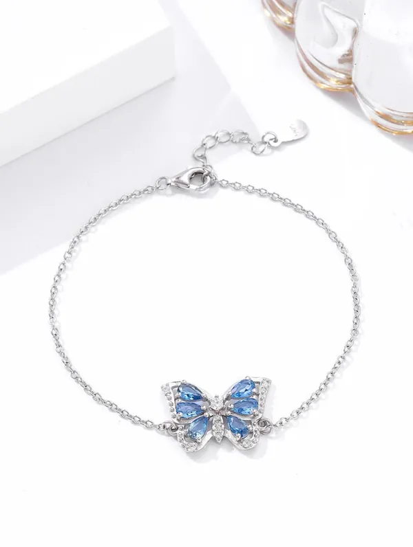 Pure_925_Silver_Blue_Butterfly_Bracelet_For_Women