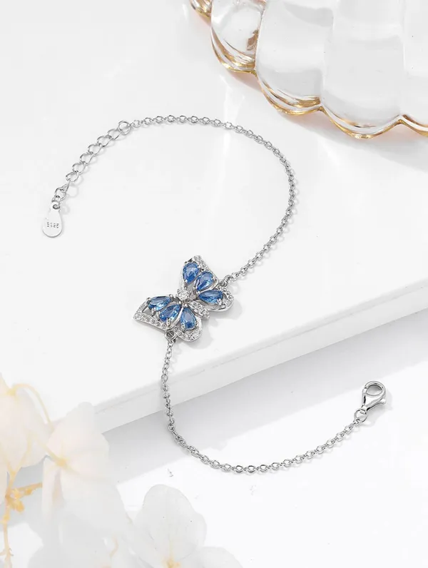 Pure_925_Silver_Blue_Butterfly_Bracelet_For_Women