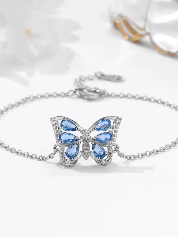 Pure_925_Silver_Blue_Butterfly_Bracelet_For_Women