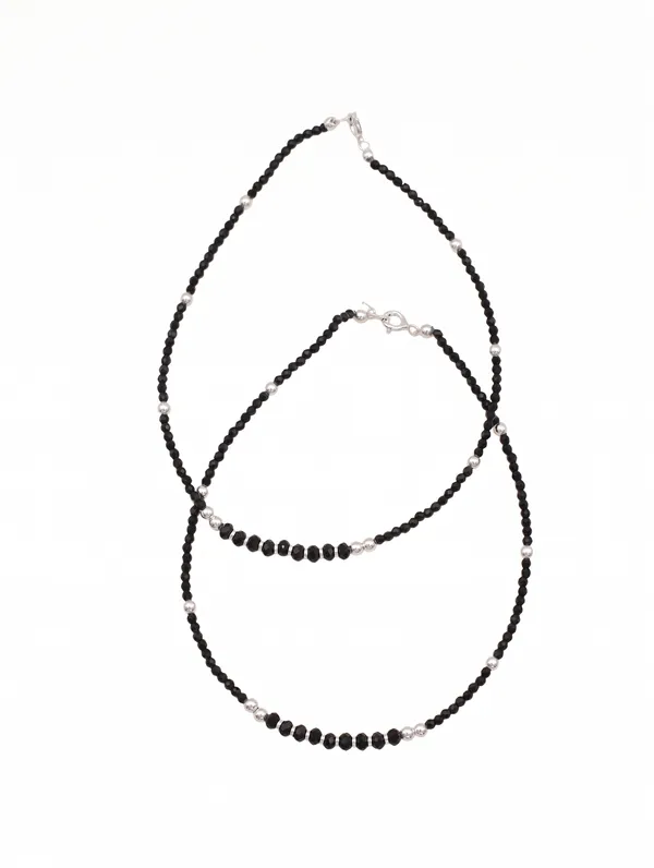 Pure_925_Silver_Black_Beaded_Anklet_For_Women