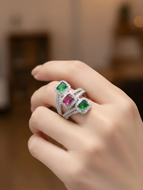 Pure_925_Silver_Premium_Promise_Trio_Ring_For_Women