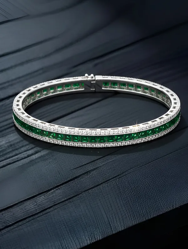 Pure_925_Silver_Premium_Luxe_Green_Bracelet_For_Women