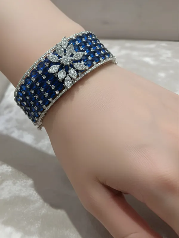Pure_925_Silver_Premium_Azure_Blossom_Bracelet_For_Women