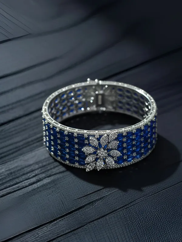Pure_925_Silver_Premium_Azure_Blossom_Bracelet_For_Women