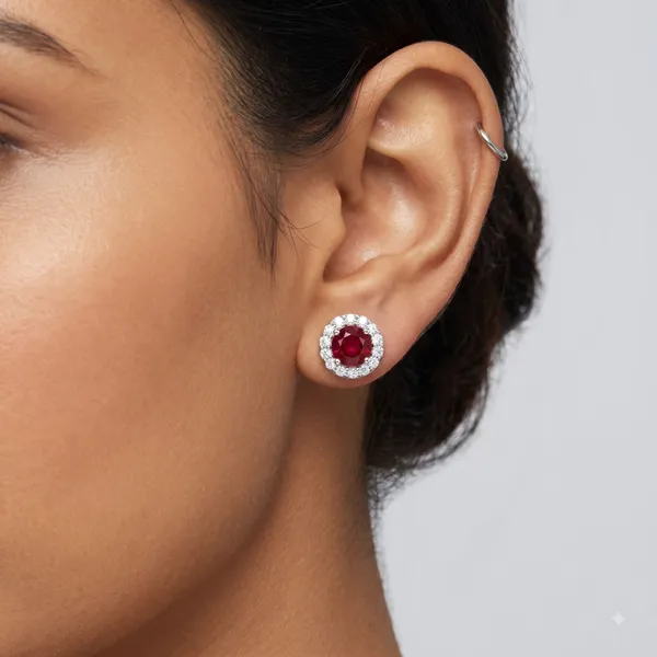 Pure_925_Silver_Centre_Red_Studs_For_Women