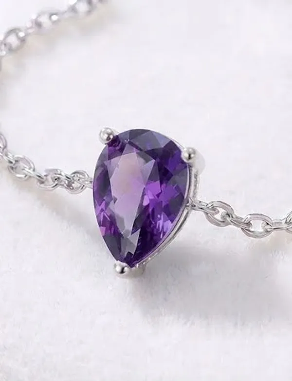 Pure_925_Silver_Droplet_Chain_Ring_For_Girls_And_Women_Purple_Single