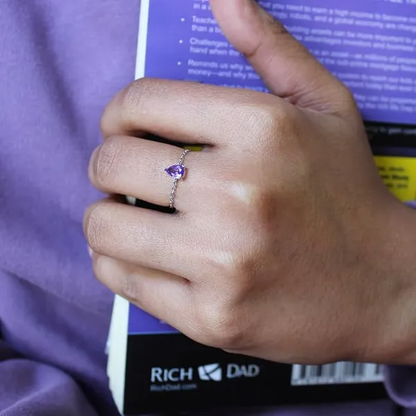 Pure_925_Silver_Droplet_Chain_Ring_For_Girls_And_Women_Purple_Duo