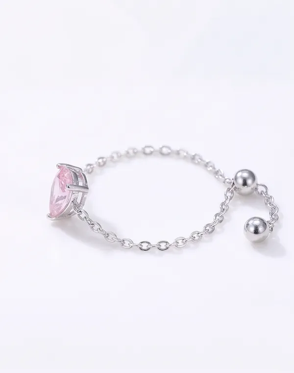 Pure_925_Silver_Droplet_Chain_Ring_For_Girls_And_Women_Pink_Duo