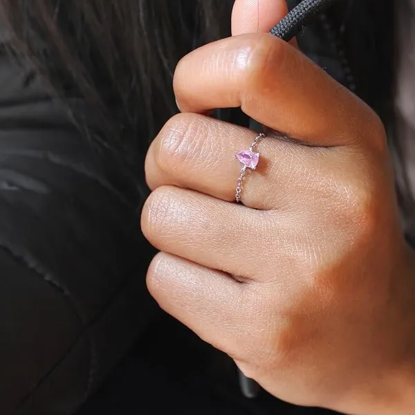 Pure_925_Silver_Droplet_Chain_Ring_For_Girls_And_Women_Pink_Duo
