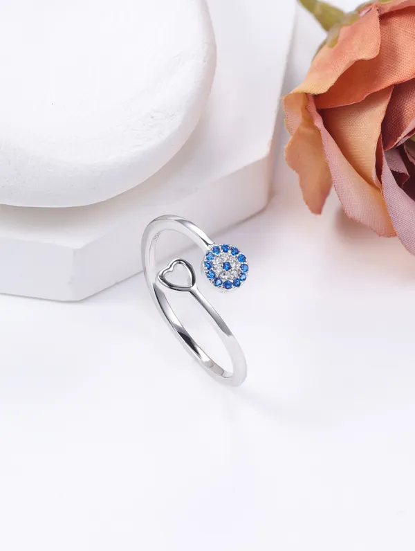 Pure_925_Silver_Blue_Circle_Ring_For_Women